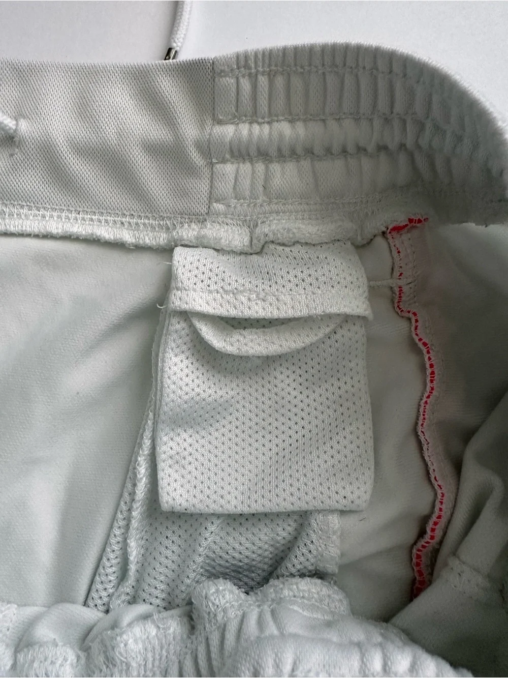 Jordan White Basketball Shorts w Black Side Panels & Salmon Accents (fits a M/L)